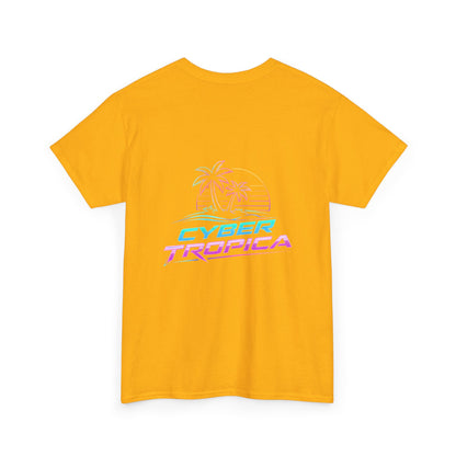Cyberpunk Tropical Duo Tee — Neon Futuristic Beach Graphic T-Shirt