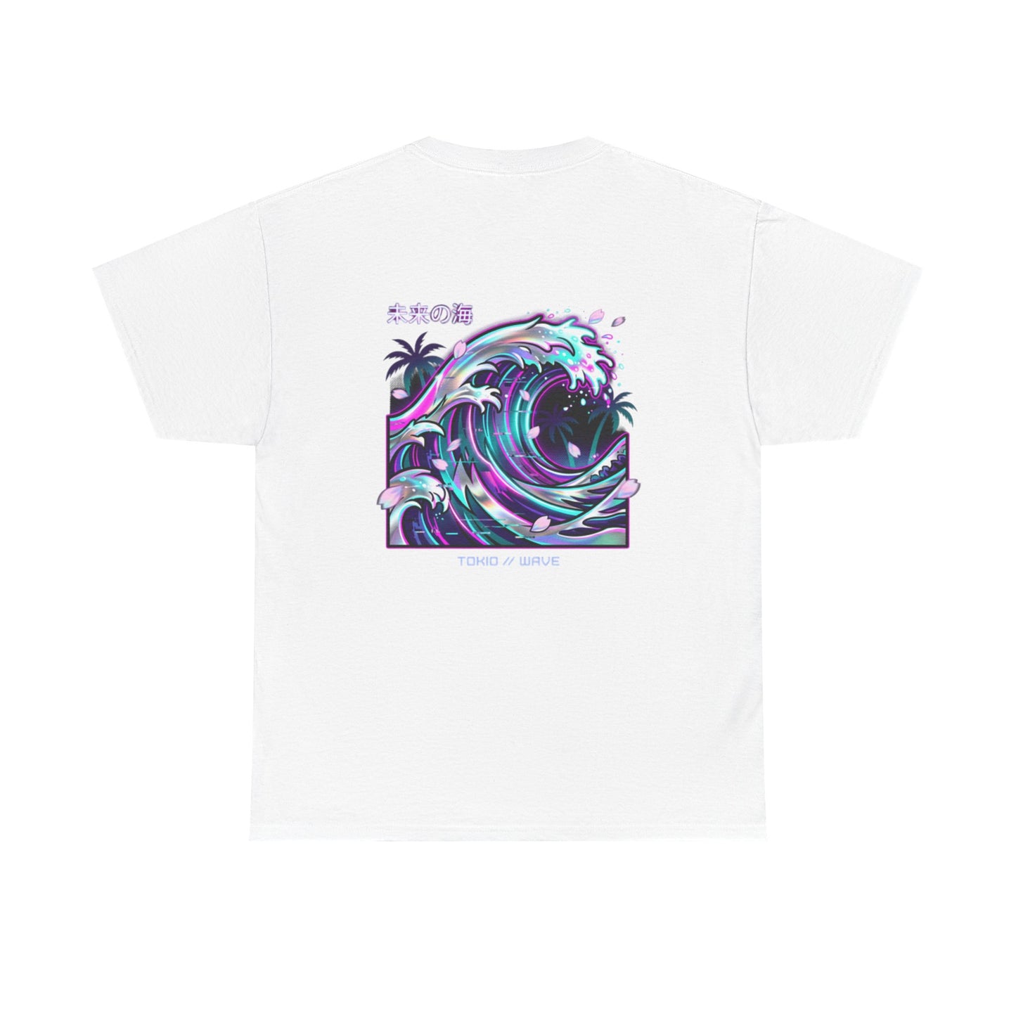 Vaporwave Japanese Surf T-Shirt — "未来の海" Retro Neon Aesthetic