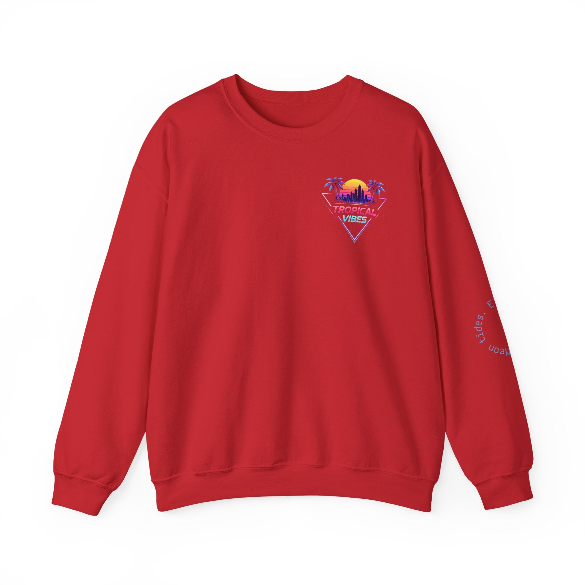 Tropical Palm Crewneck Sweatshirt — Sunset Cityscape Graphic