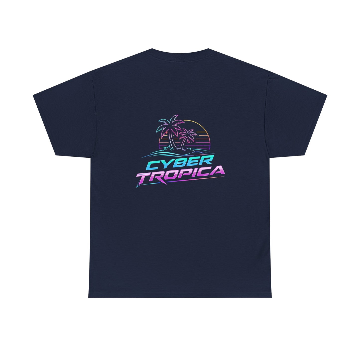Cyberpunk Tropical Duo Tee — Neon Futuristic Beach Graphic T-Shirt