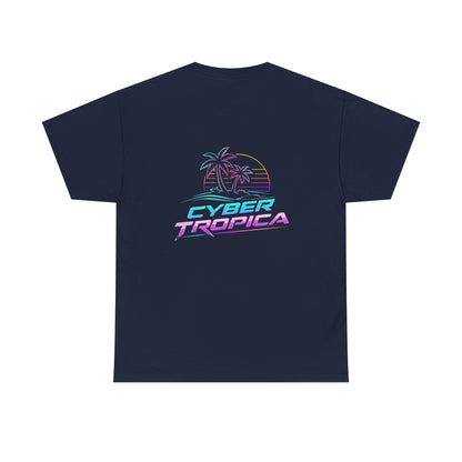 Cyberpunk Tropical Duo Tee — Neon Futuristic Beach Graphic T-Shirt
