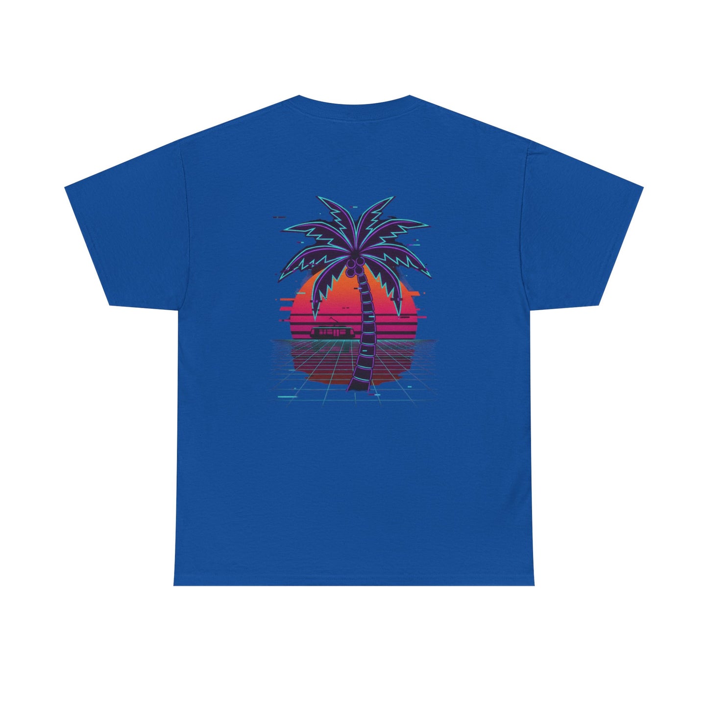 Retro Palm Tree Sunset T-Shirt — Vintage Tropical Beach Tee