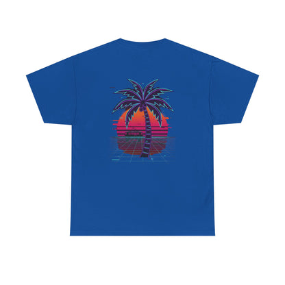 Retro Palm Tree Sunset T-Shirt — Vintage Tropical Beach Tee