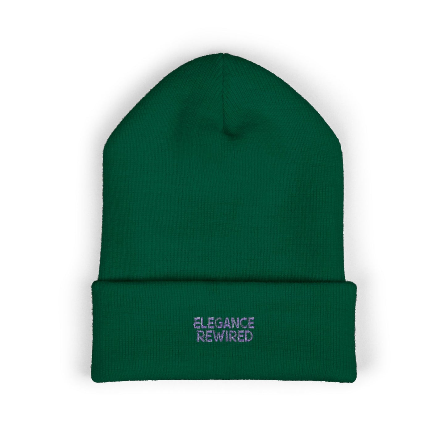 Embroidered 'Elegance Rewired' Cuffed Beanie