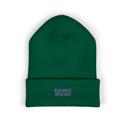Embroidered 'Elegance Rewired' Cuffed Beanie