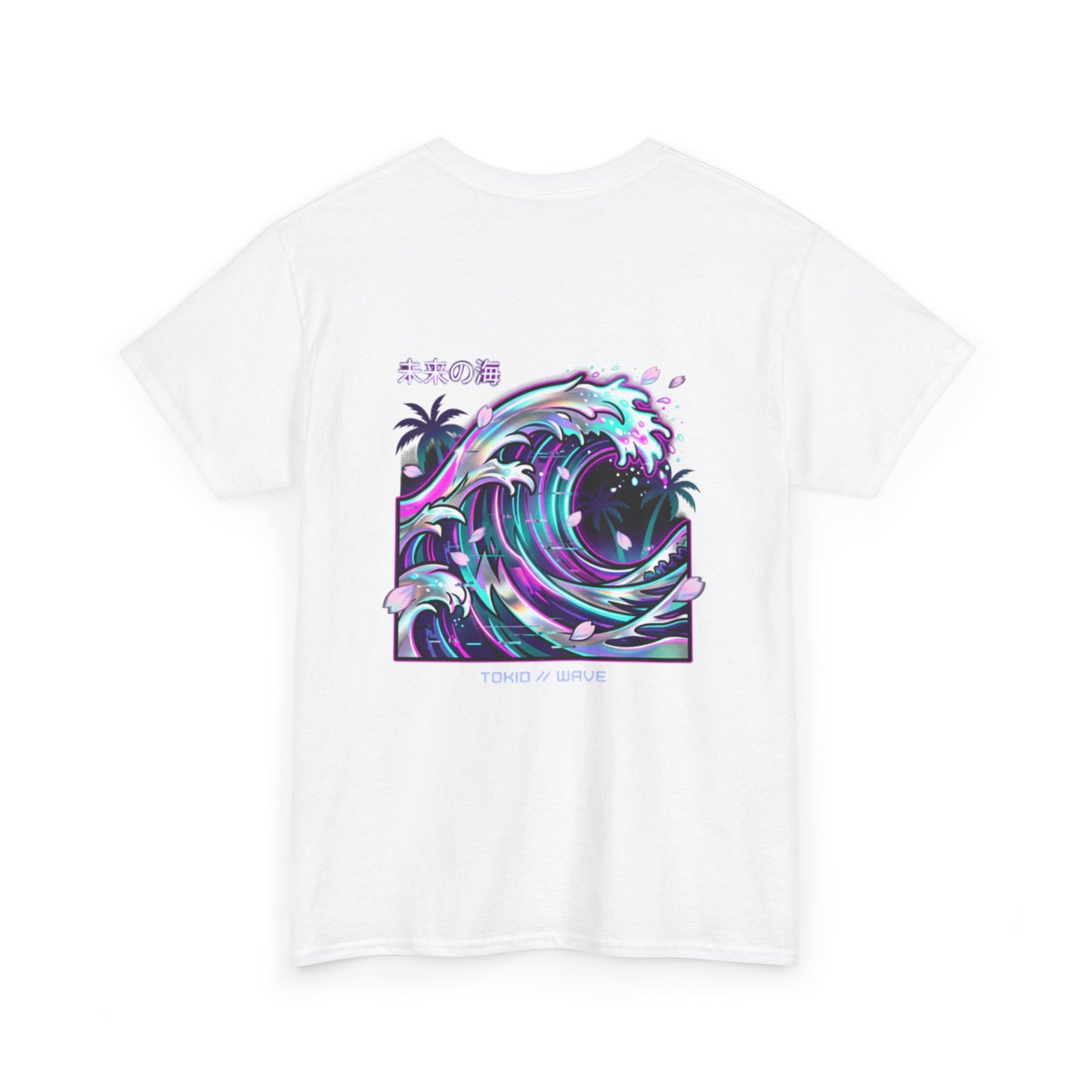 Vaporwave Japanese Surf T-Shirt — "未来の海" Retro Neon Aesthetic