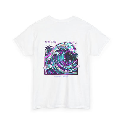 Vaporwave Japanese Surf T-Shirt — "未来の海" Retro Neon Aesthetic