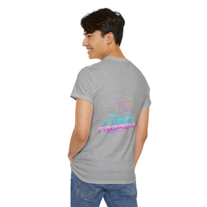 Cyberpunk Tropical Duo Tee — Neon Futuristic Beach Graphic T-Shirt