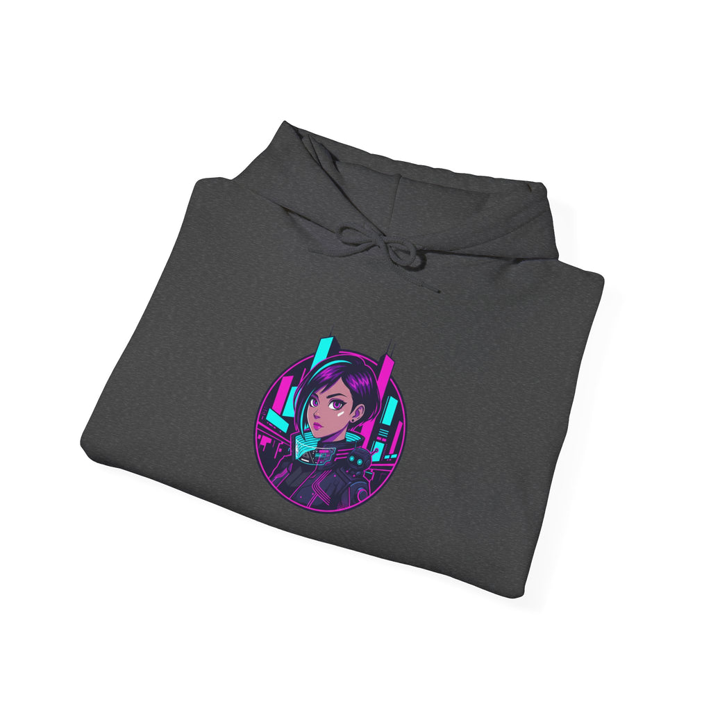 Cyber City Anime Hoodie – Neon Retro Dystopia Streetwear