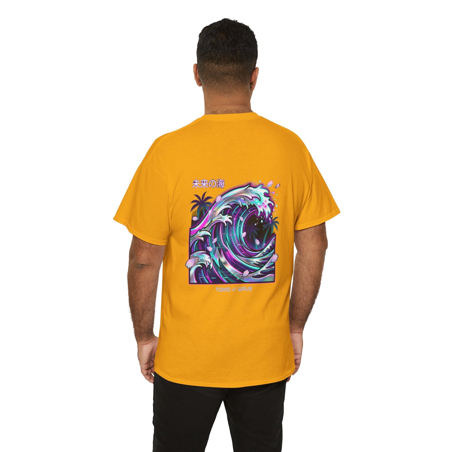 Vaporwave Japanese Surf T-Shirt — "未来の海" Retro Neon Aesthetic