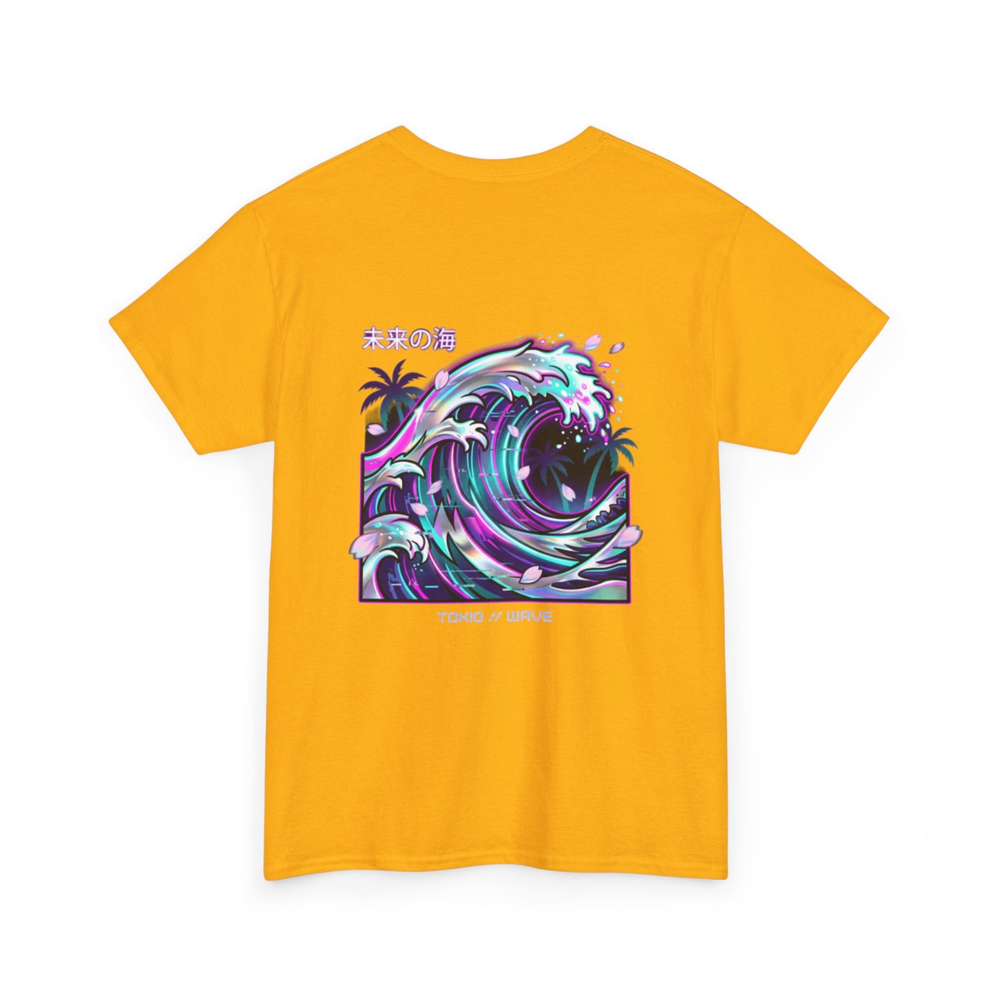Vaporwave Japanese Surf T-Shirt — "未来の海" Retro Neon Aesthetic