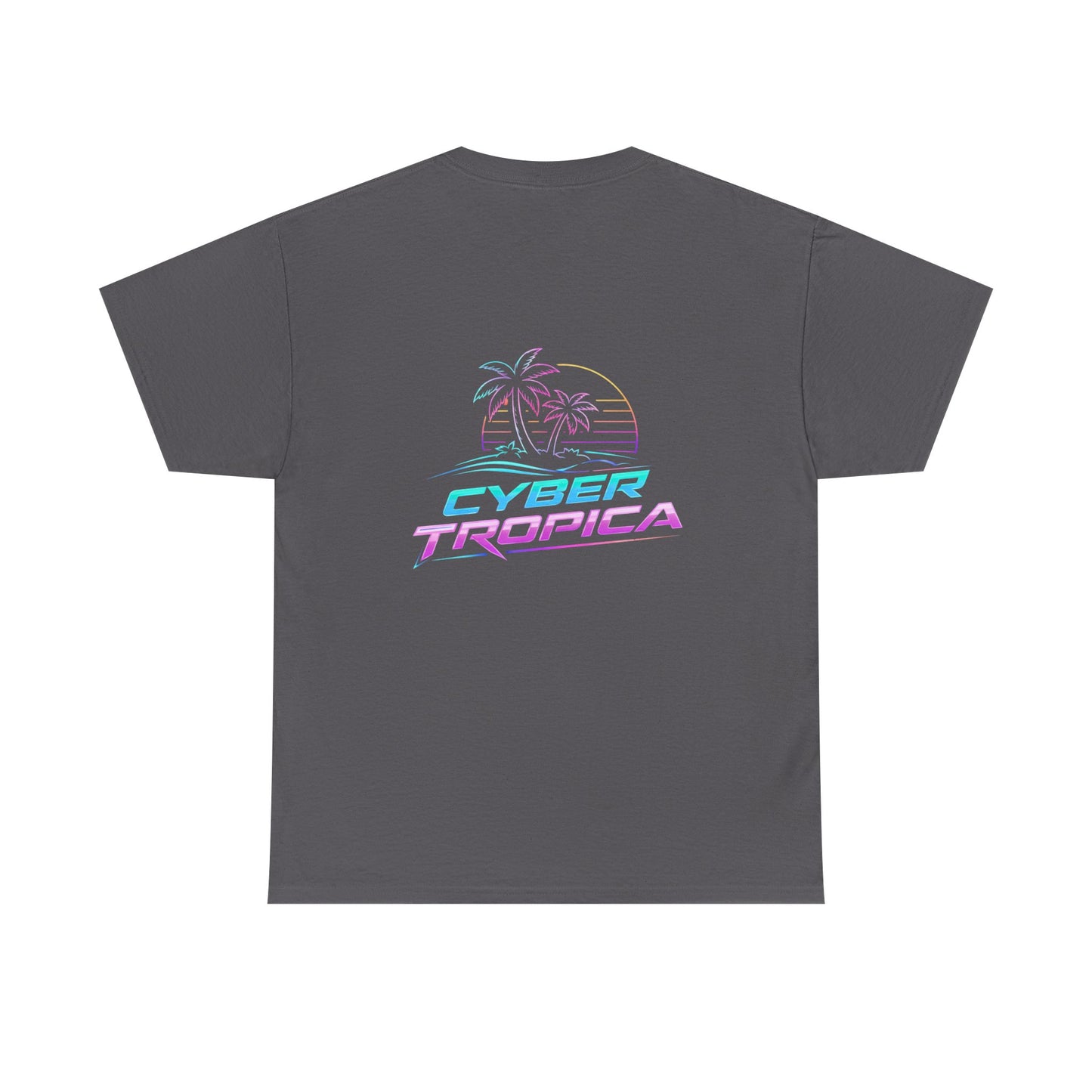 Cyberpunk Tropical Duo Tee — Neon Futuristic Beach Graphic T-Shirt