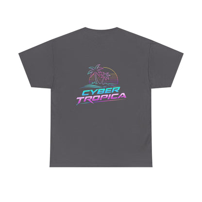 Cyberpunk Tropical Duo Tee — Neon Futuristic Beach Graphic T-Shirt