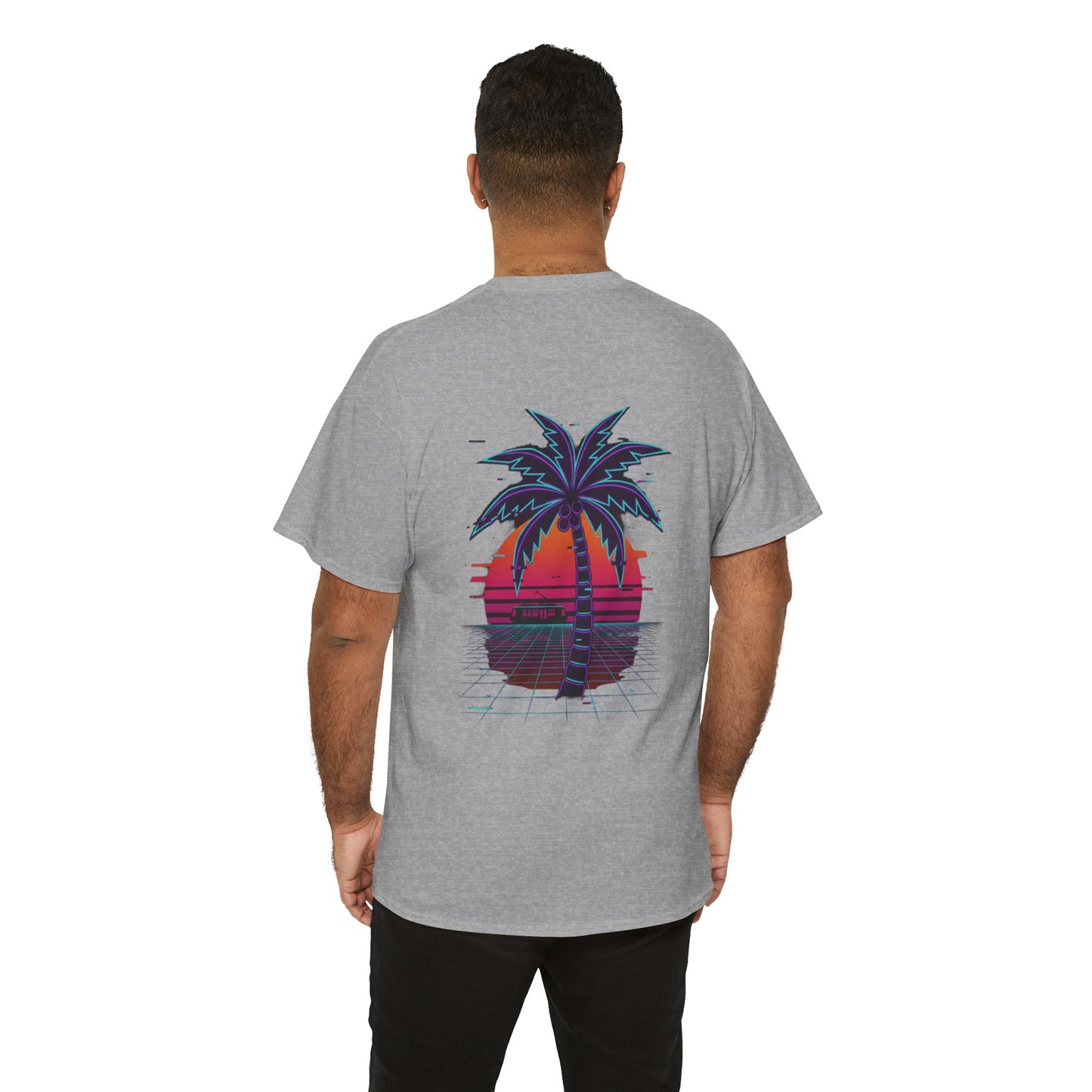 Retro Palm Tree Sunset T-Shirt — Vintage Tropical Beach Tee