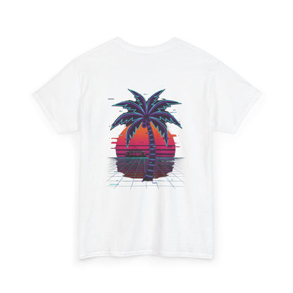 Retro Palm Tree Sunset T-Shirt — Vintage Tropical Beach Tee