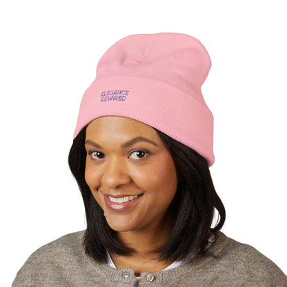 Embroidered 'Elegance Rewired' Cuffed Beanie