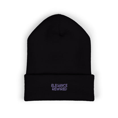 Embroidered 'Elegance Rewired' Cuffed Beanie