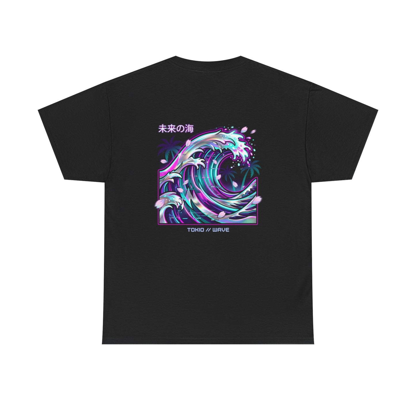 Vaporwave Japanese Surf T-Shirt — "未来の海" Retro Neon Aesthetic