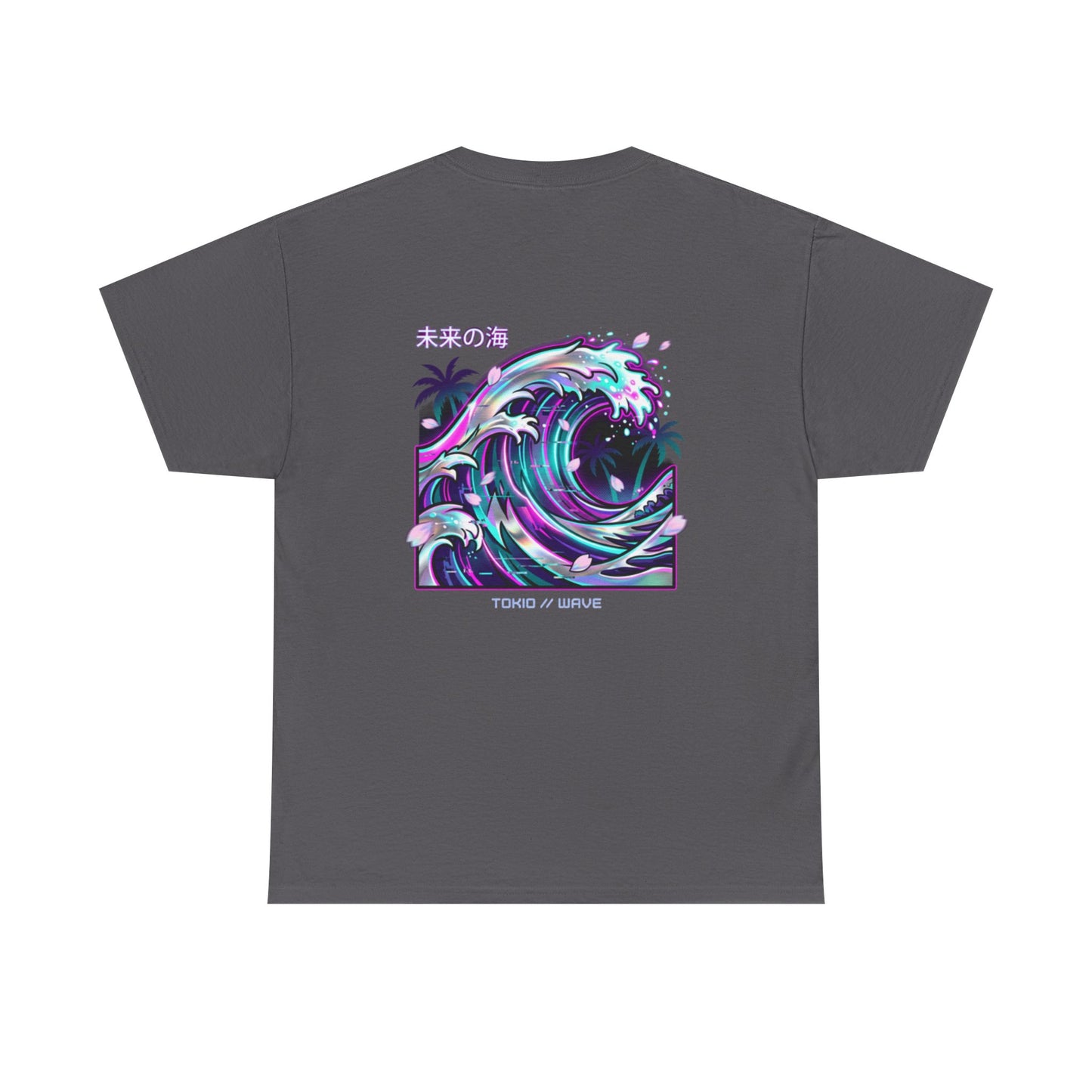 Vaporwave Japanese Surf T-Shirt — "未来の海" Retro Neon Aesthetic