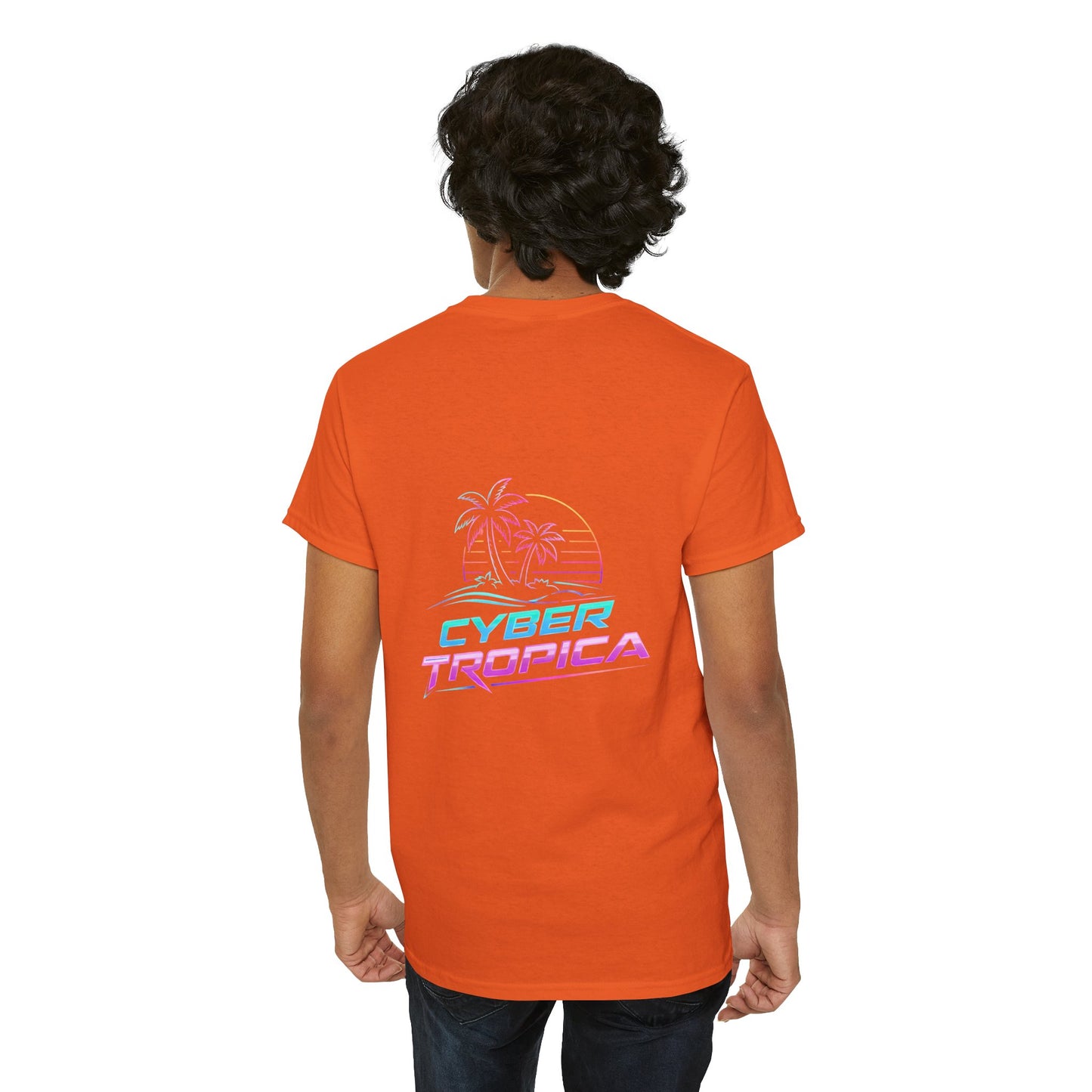 Cyberpunk Tropical Duo Tee — Neon Futuristic Beach Graphic T-Shirt