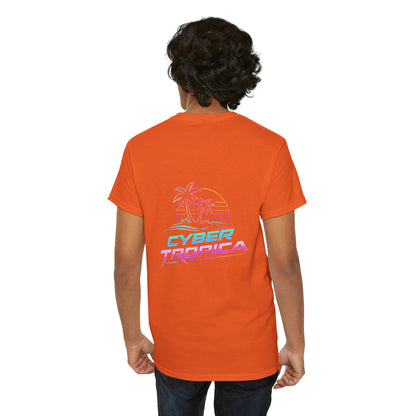 Cyberpunk Tropical Duo Tee — Neon Futuristic Beach Graphic T-Shirt