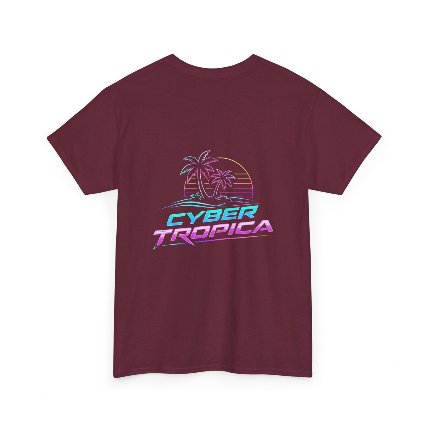 Cyberpunk Tropical Duo Tee — Neon Futuristic Beach Graphic T-Shirt
