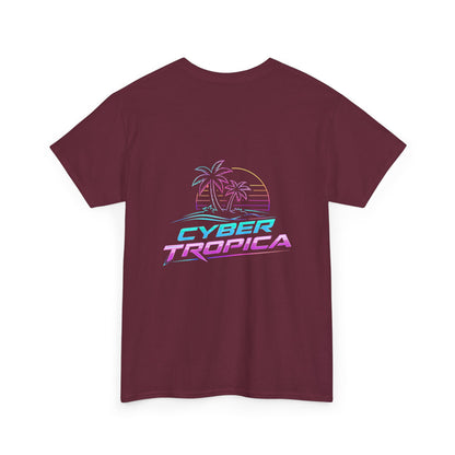 Cyberpunk Tropical Duo Tee — Neon Futuristic Beach Graphic T-Shirt