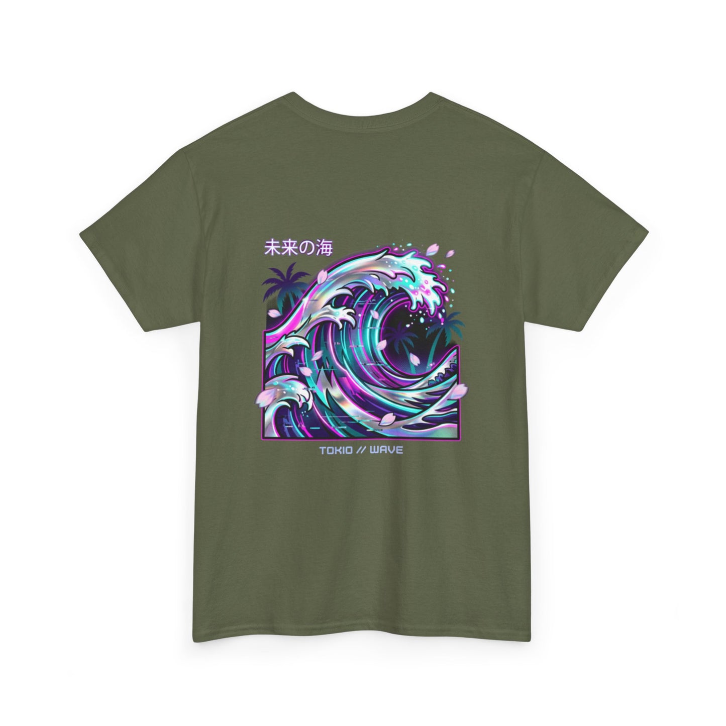 Vaporwave Japanese Surf T-Shirt — "未来の海" Retro Neon Aesthetic
