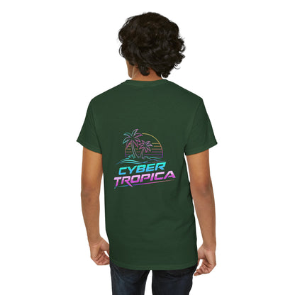 Cyberpunk Tropical Duo Tee — Neon Futuristic Beach Graphic T-Shirt