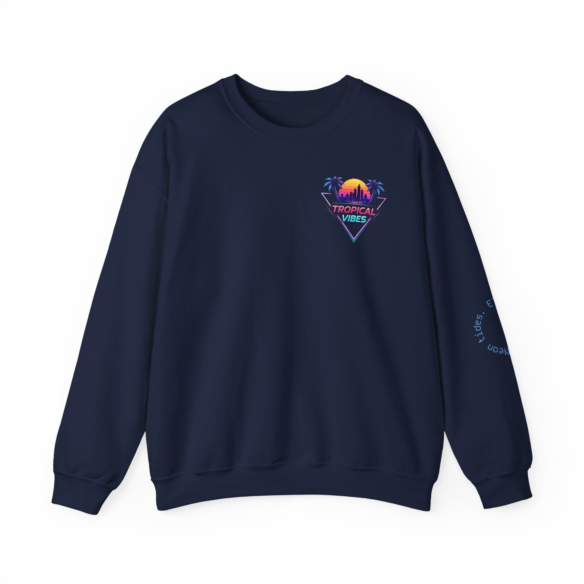 Tropical Palm Crewneck Sweatshirt — Sunset Cityscape Graphic
