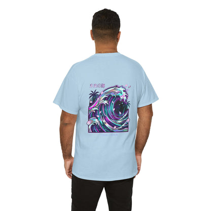 Vaporwave Japanese Surf T-Shirt — "未来の海" Retro Neon Aesthetic