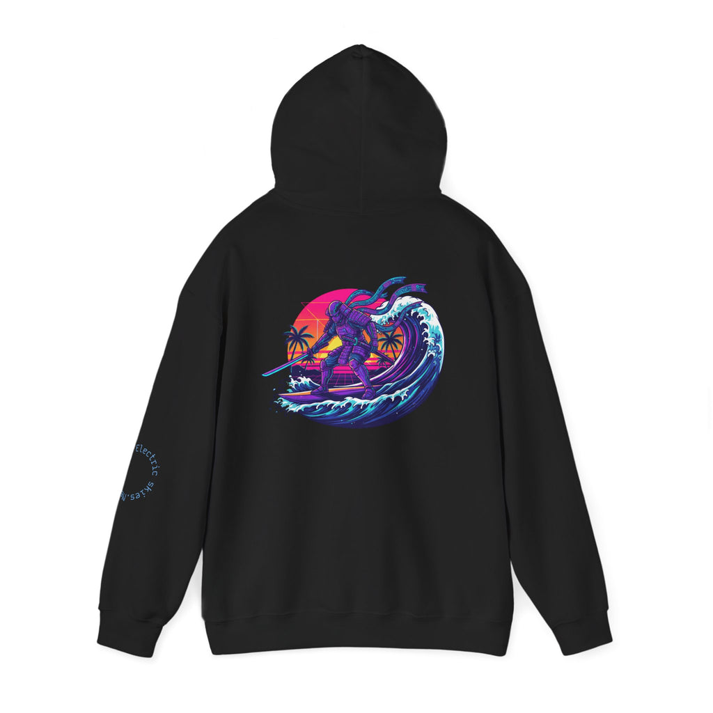 Future Paradise Hoodie — Retro Surf Samurai Graphic Pullover