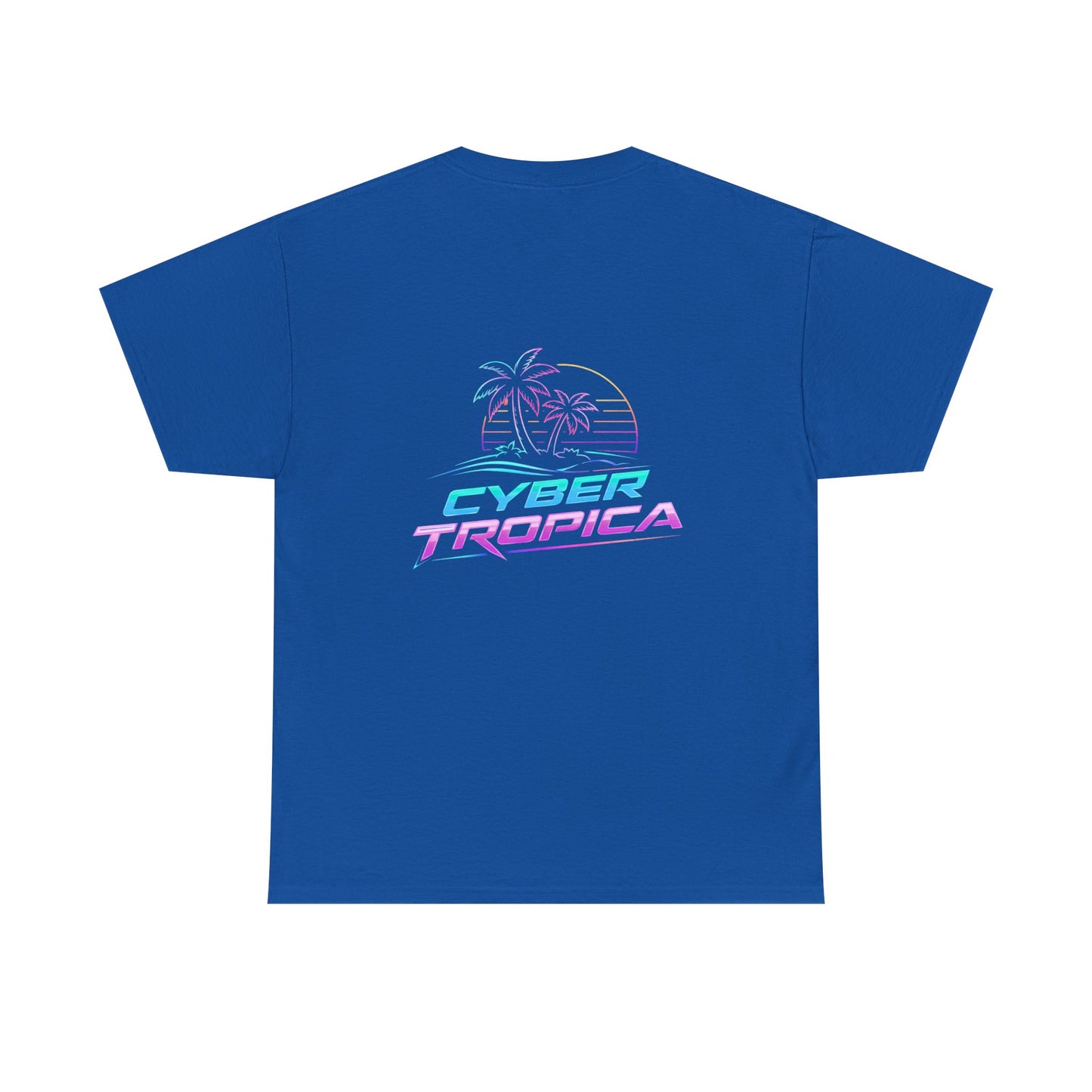 Cyberpunk Tropical Duo Tee — Neon Futuristic Beach Graphic T-Shirt