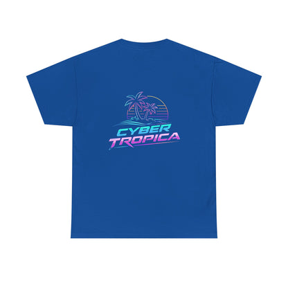 Cyberpunk Tropical Duo Tee — Neon Futuristic Beach Graphic T-Shirt