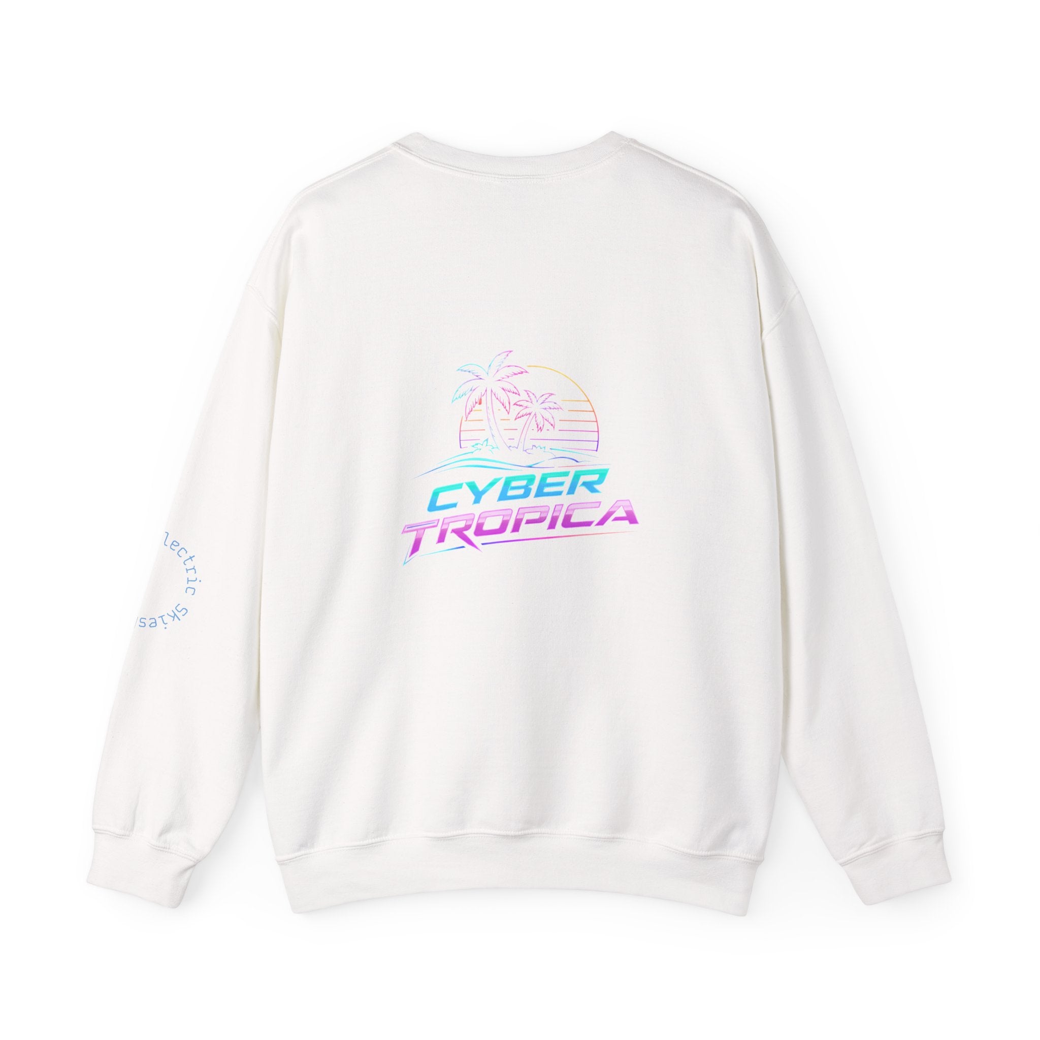 Retro Neon City Crewneck Sweatshirt — Vaporwave Street Scene Design