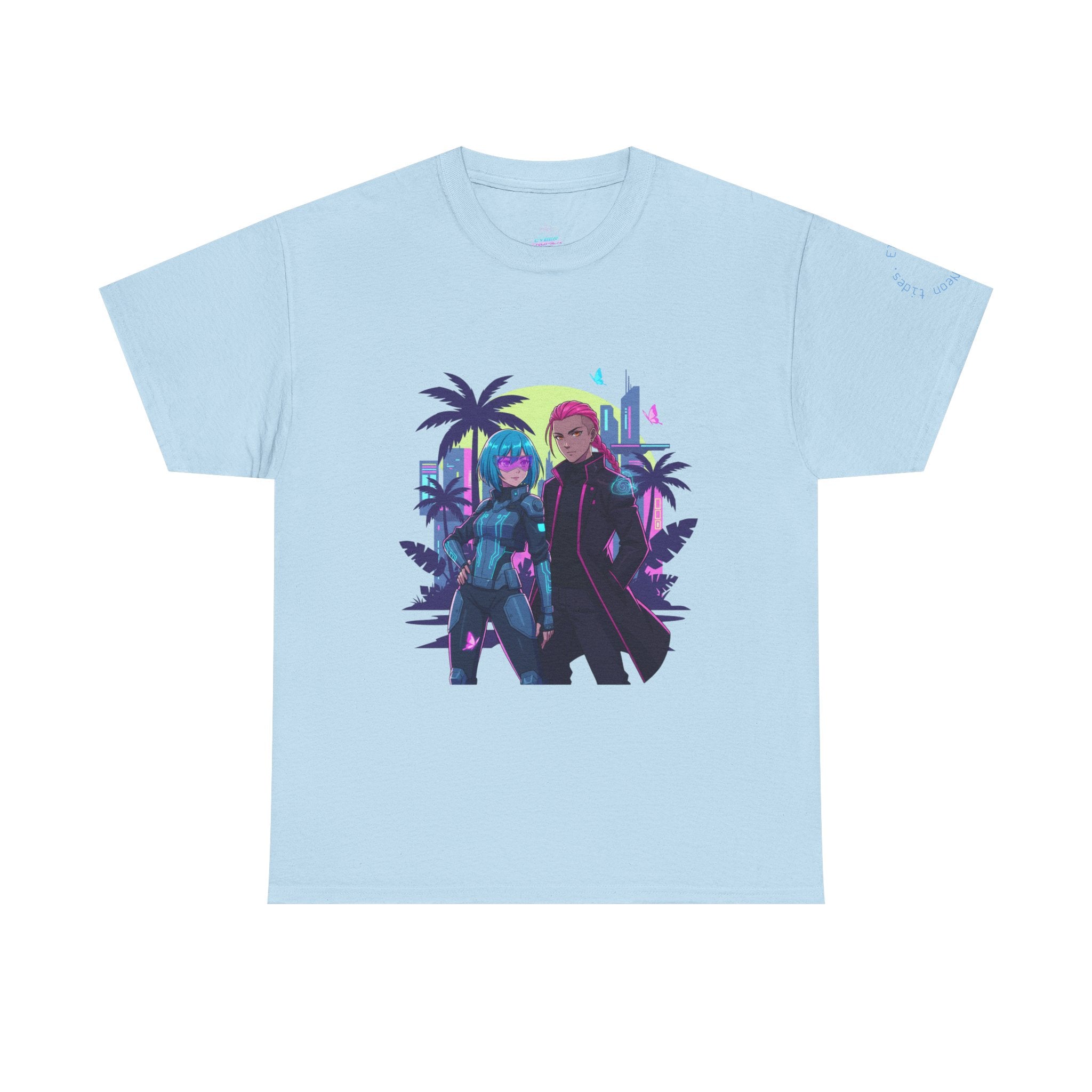 Vaporwave Cyber Duo T-Shirt — 'Tropical Vibes' Retro Futuristic Tee