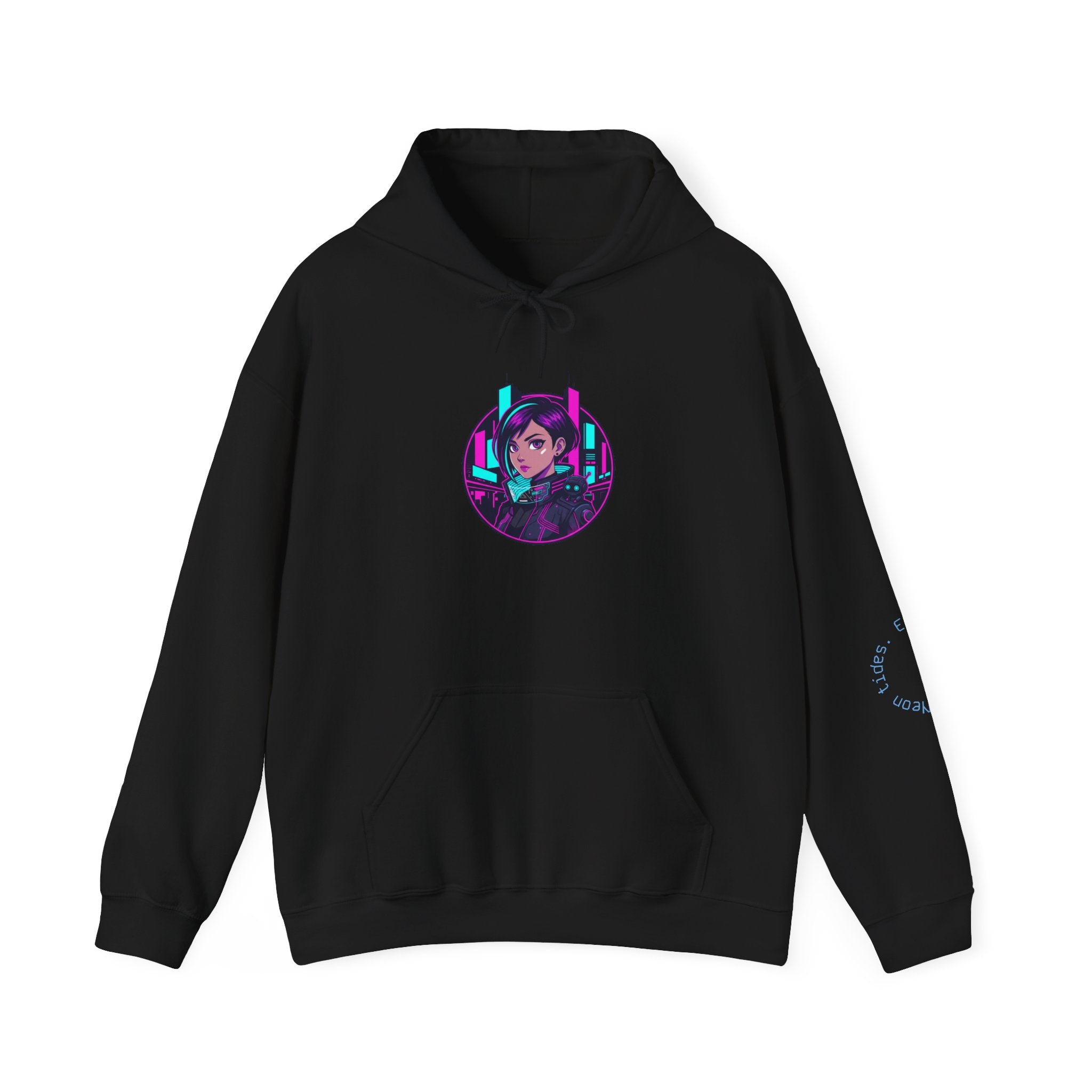 Cyber City Anime Hoodie – Neon Retro Dystopia Streetwear
