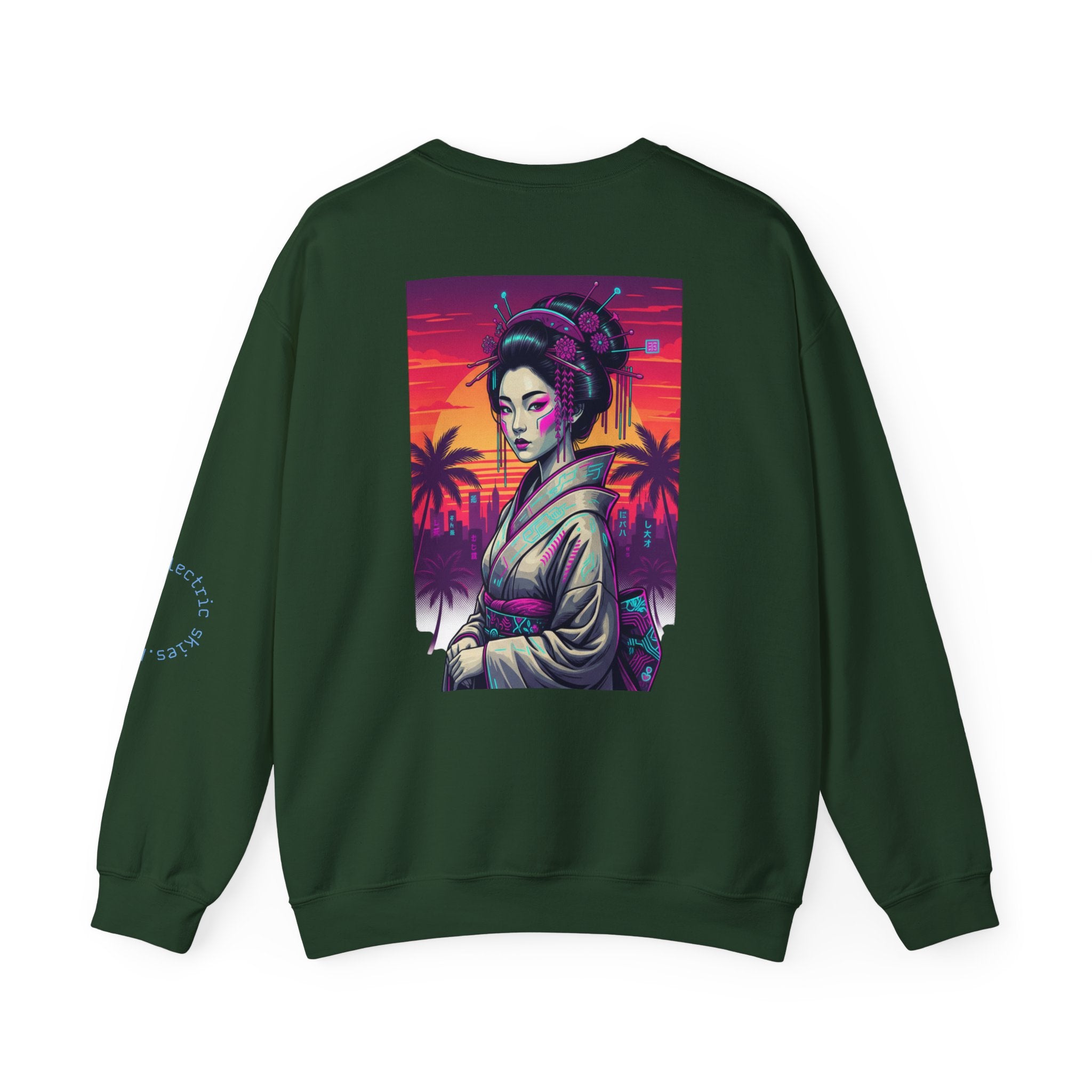 Geisha Sunset Crewneck Sweatshirt — "Elegance Rewired" Graphic Sweatshirt
