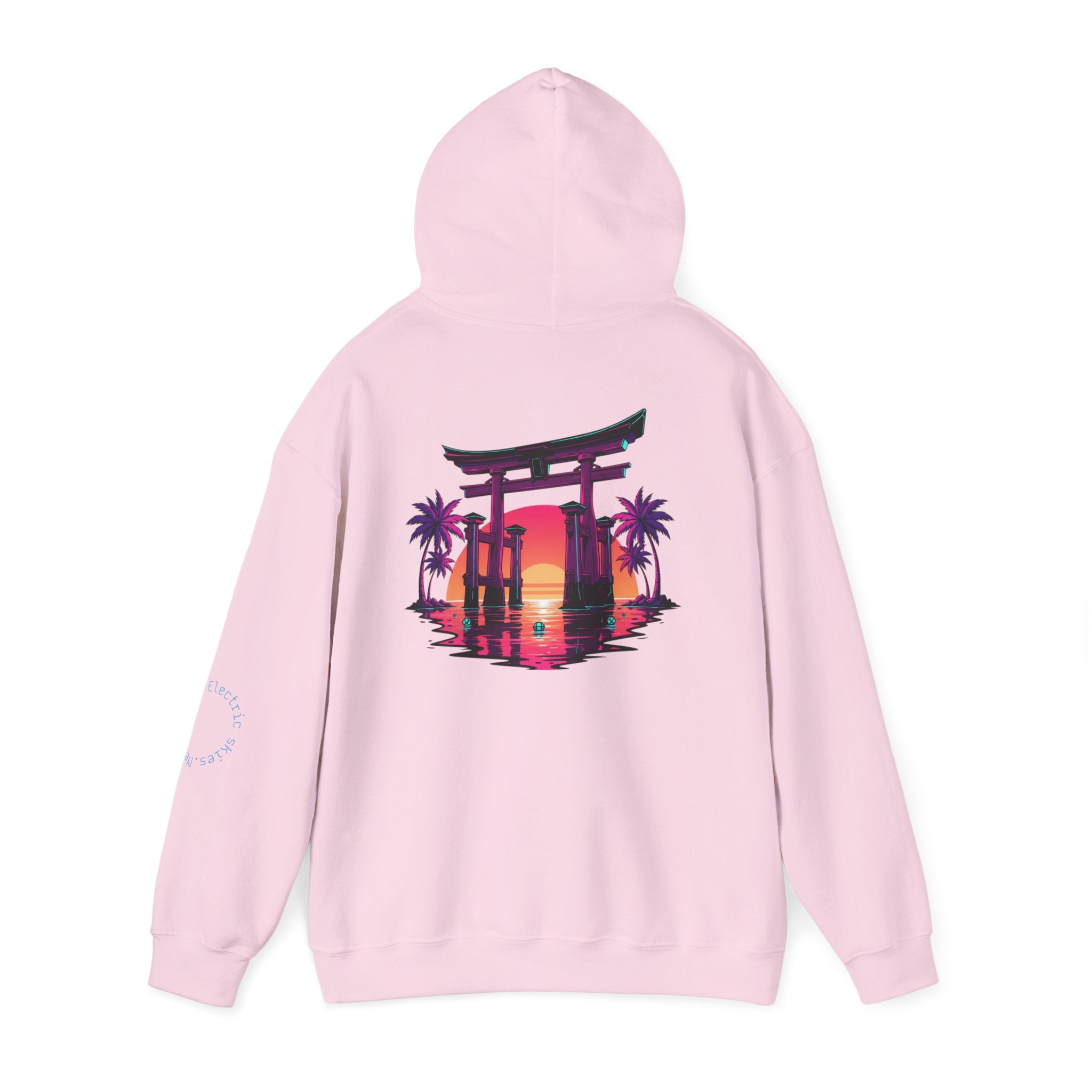 Sunset Torii Hoodie — Japanese Torii Gate Beach Sunset Graphic Hoodie