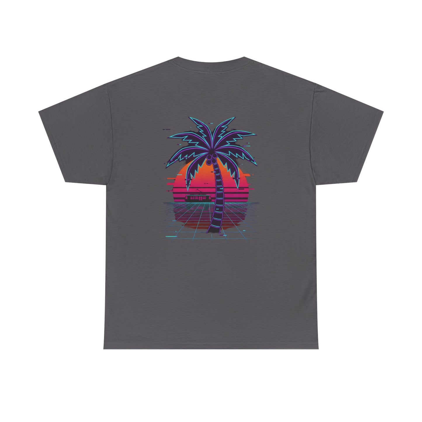 Retro Palm Tree Sunset T-Shirt — Vintage Tropical Beach Tee