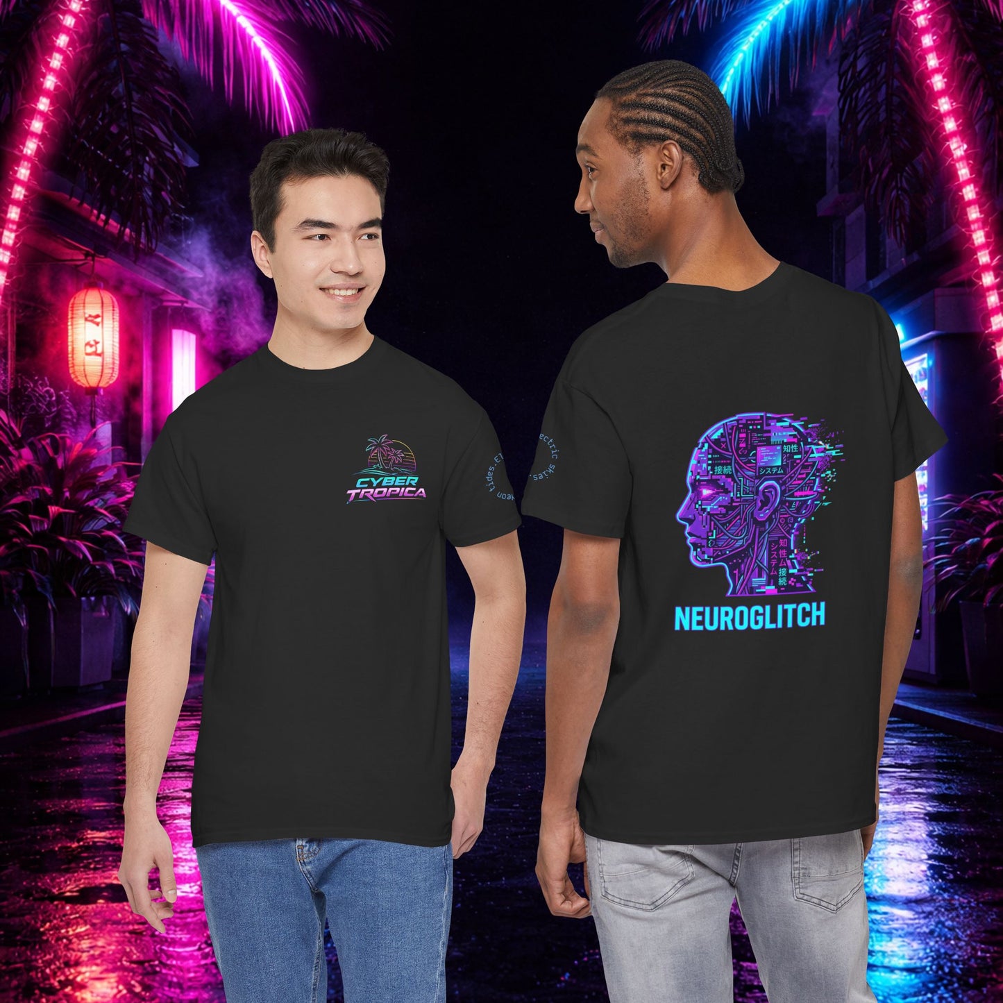 Neuroglitch Graphic Tee — Retro Futuristic Cyberpunk T-Shirt
