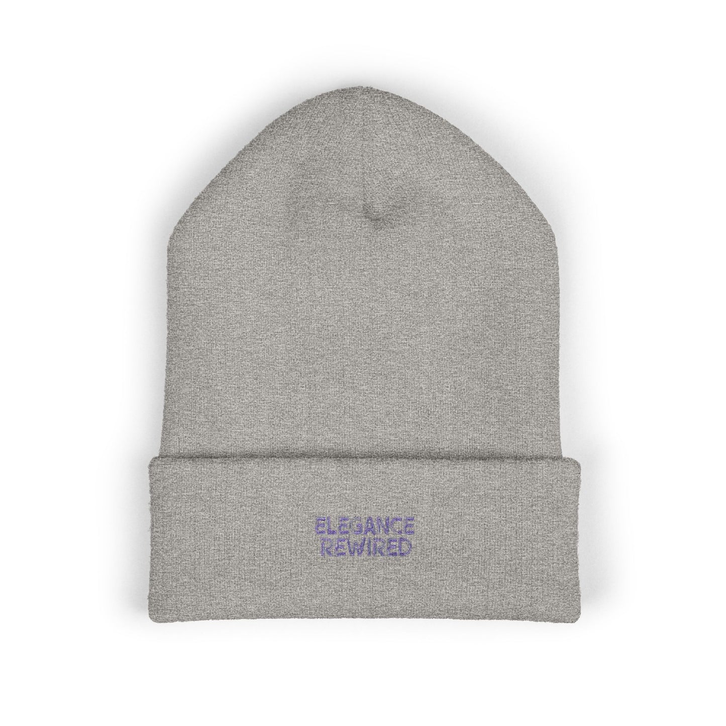Embroidered 'Elegance Rewired' Cuffed Beanie