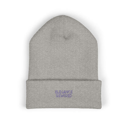 Embroidered 'Elegance Rewired' Cuffed Beanie
