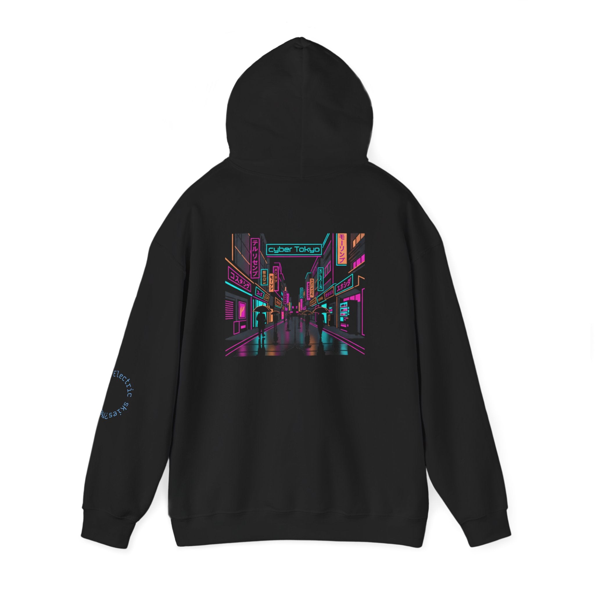 Cyber City Anime Hoodie – Neon Retro Dystopia Streetwear