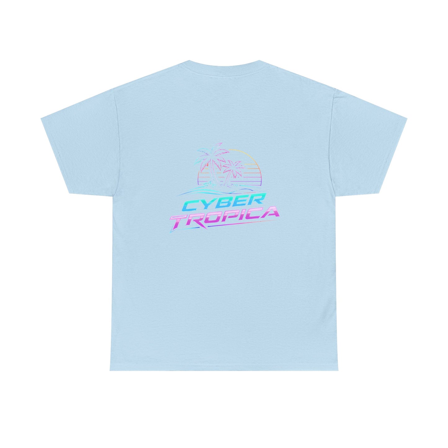 Cyberpunk Tropical Duo Tee — Neon Futuristic Beach Graphic T-Shirt