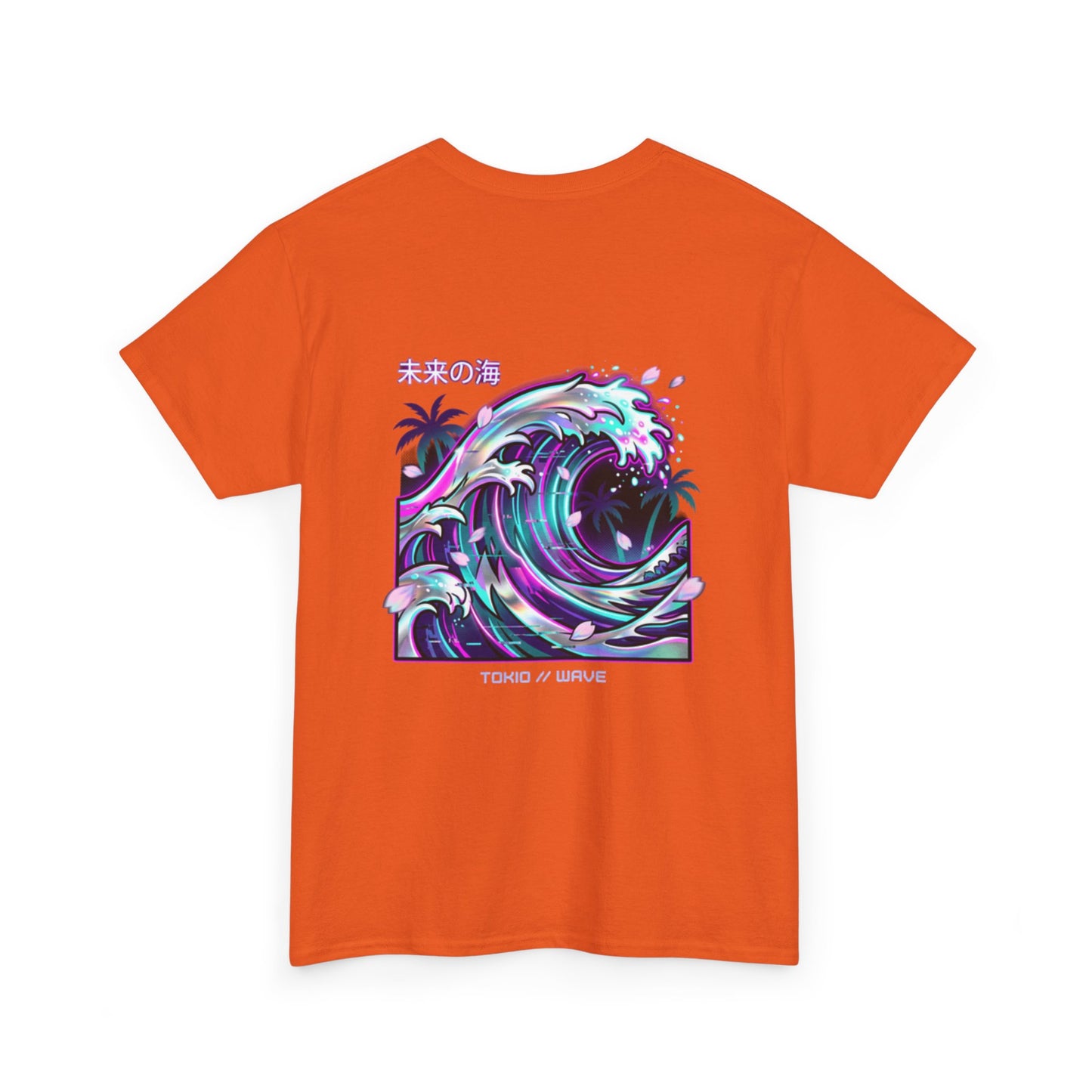 Vaporwave Japanese Surf T-Shirt — "未来の海" Retro Neon Aesthetic