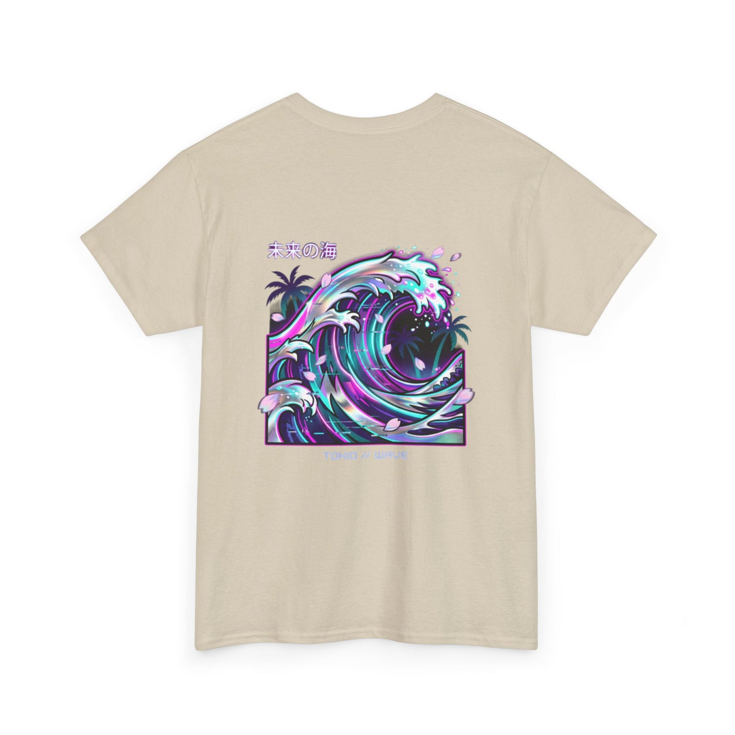 Vaporwave Japanese Surf T-Shirt — "未来の海" Retro Neon Aesthetic