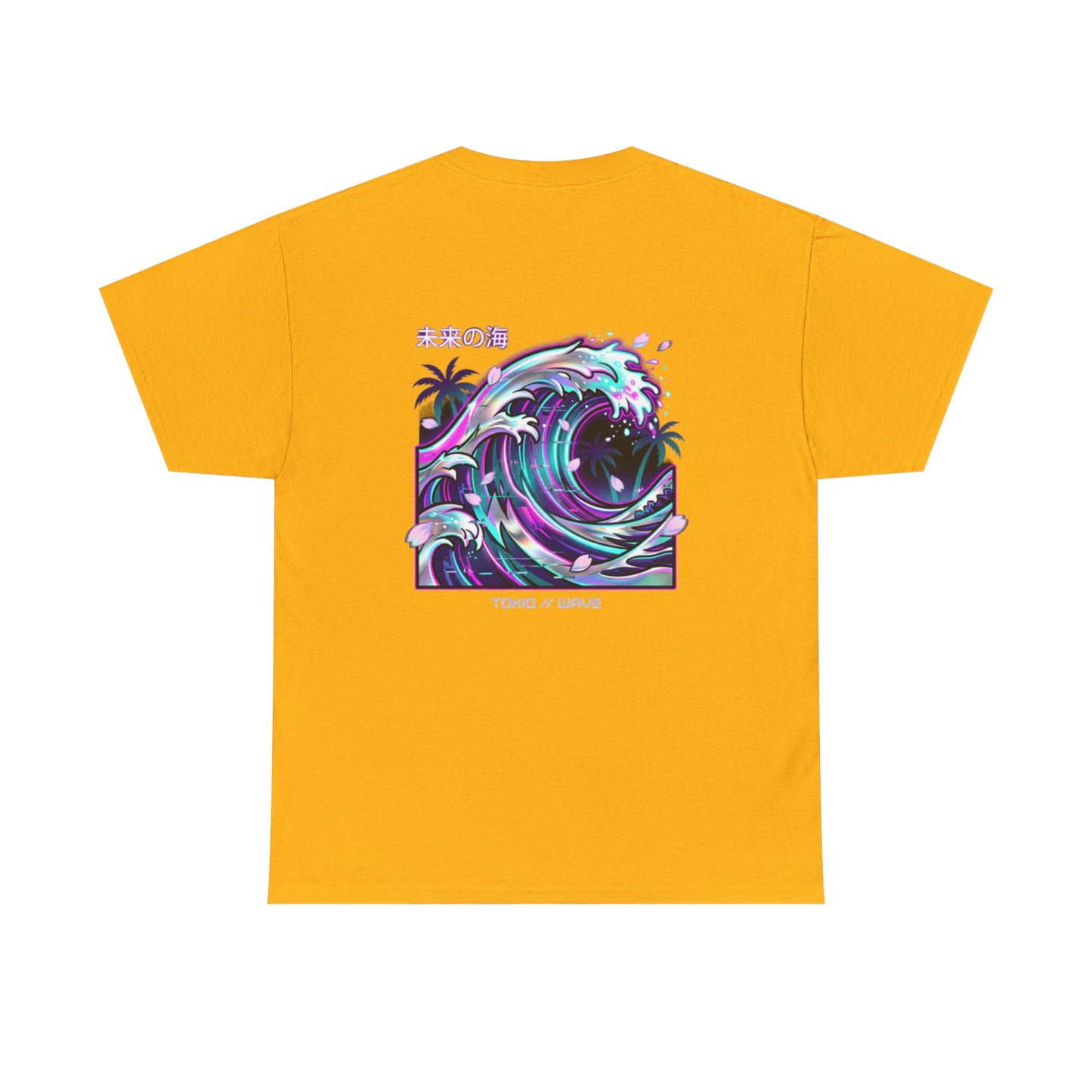 Vaporwave Japanese Surf T-Shirt — "未来の海" Retro Neon Aesthetic