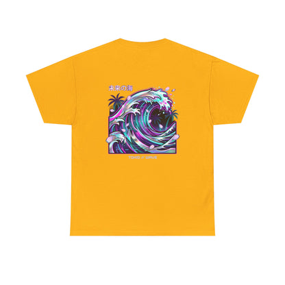 Vaporwave Japanese Surf T-Shirt — "未来の海" Retro Neon Aesthetic