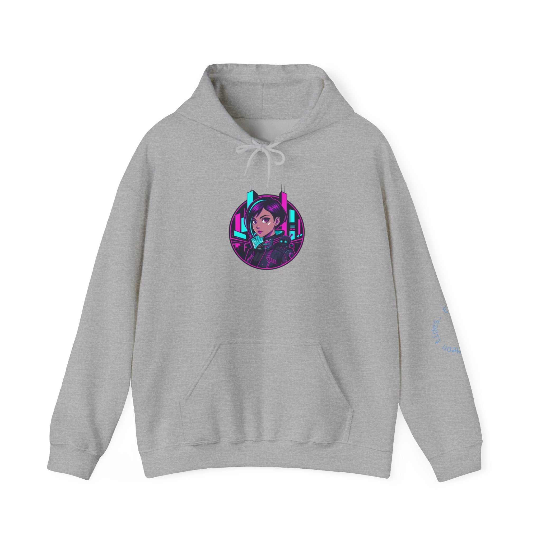 Cyber City Anime Hoodie – Neon Retro Dystopia Streetwear